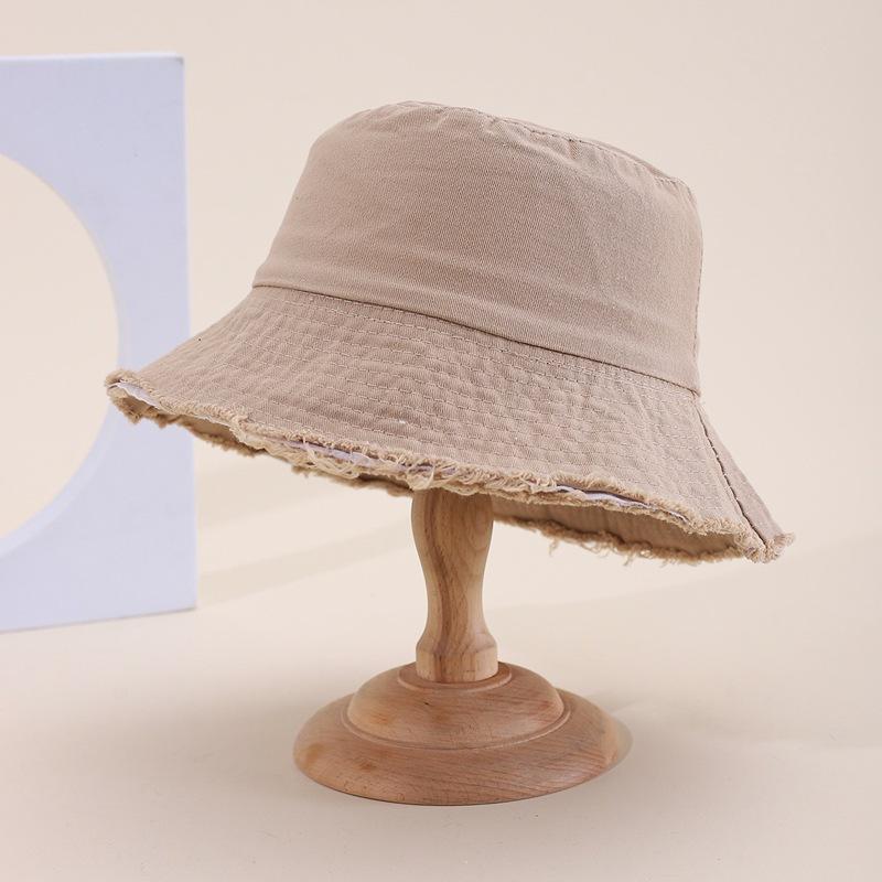 Women's Vintage Wide Brim Bucket Hat Colorful Washed Casual Bob Femme Solid Flat Top for Outdoor Street Dance Hip Hop