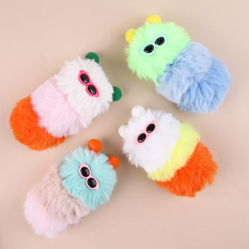 Cute Colorful Caterpillar Shaped Plush Cat Toy Indoor Kitten Molar Biting Toy Pet Interactive Toys Pet Bite Resistant Toys