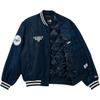New Era Baseball Collar Snap Button Drop Shoulder Long Sleeve Baseball Jacket Unisex jackets Blue 14397947