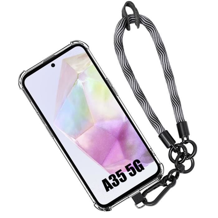 Coque - BOOLING - pour Samsung Galaxy A35 5G - Silicone Antichoc - Transparent - Bracelet Amovible