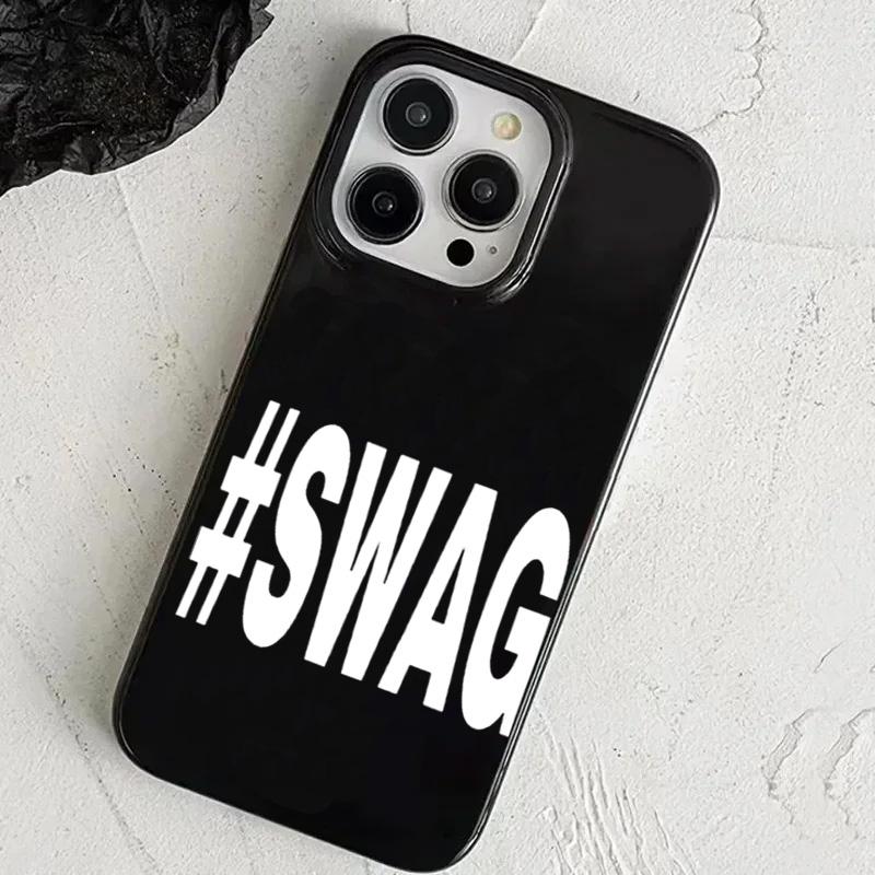 Fashion English S-SWAG Pattern Phone Case For iPhone 17 Pro 16 15 14 13 12 11 Pro Max 16e 17Air 15 14 Plus Shockproof Soft Cover