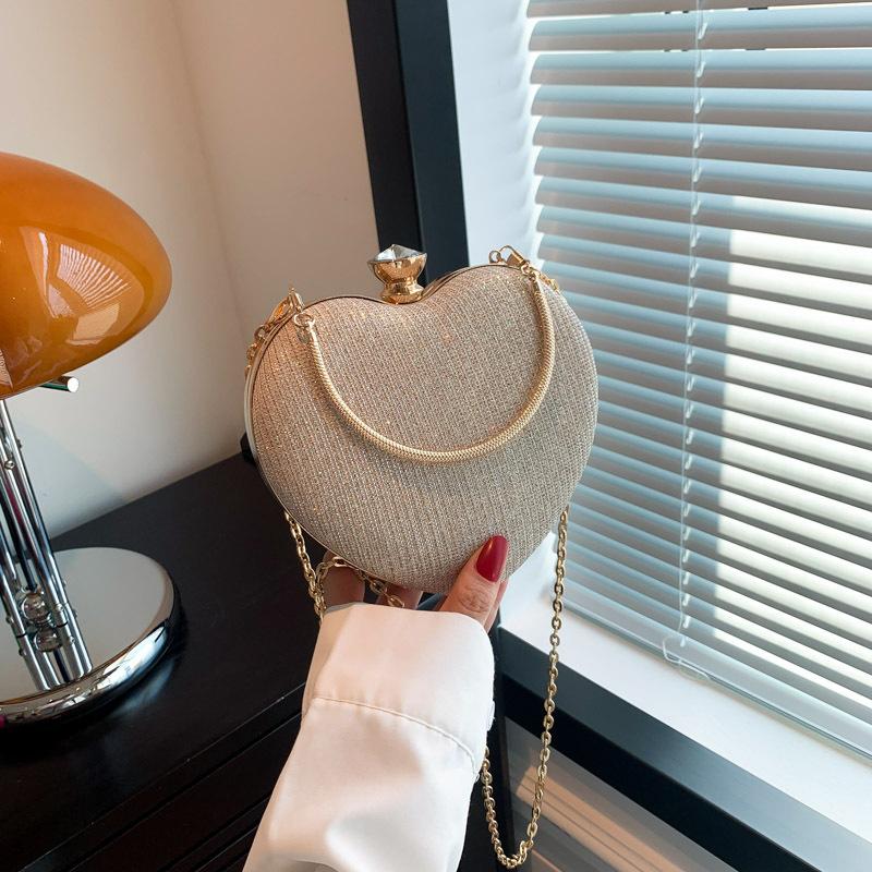 Women Heart Shaped Handbag Wedding Party Evening Bag Mini Clutch Chain Purse Cocktail Prom Evening Tote
