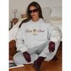 Plus Velvet Oversized Round Neck Sweatshirt - Versatile Spring/Autumn Top for Ladies