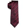 Barry.Wang Ties for Men Necktie Hankerchief Cufflinks Set Burgundy Striped Jacquard Wedding