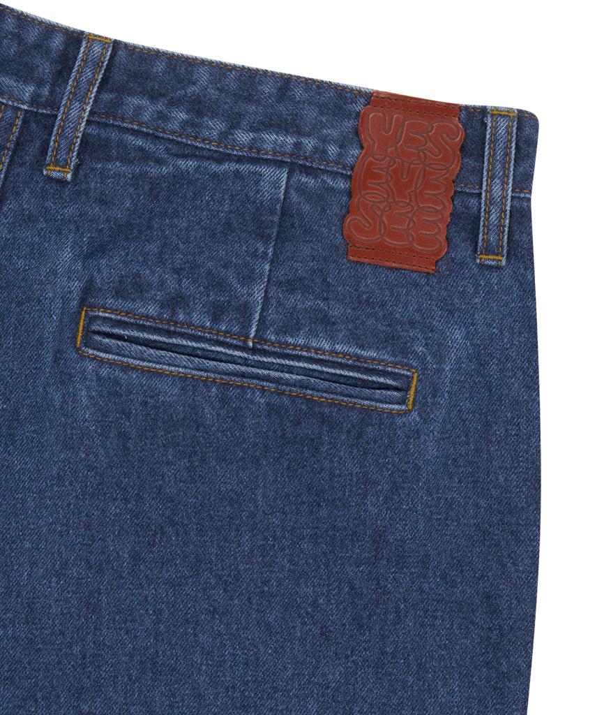 YESEYESEE Two Tucked Hairy Denim Pants Indigo