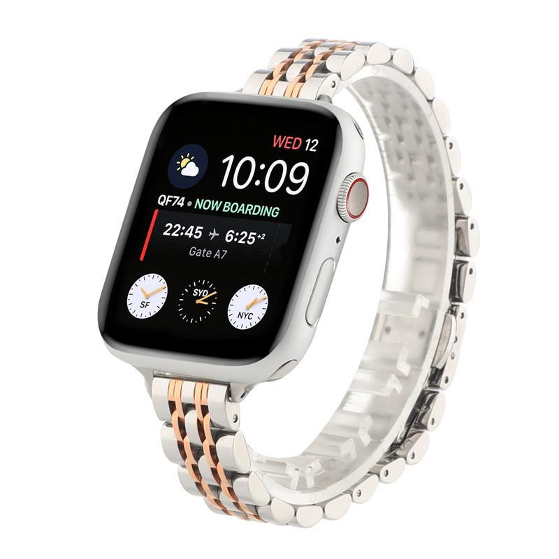 Applicable to Apple iwatch9 seven-bead small waist stainless steel strap apple watch8 women's watch strap