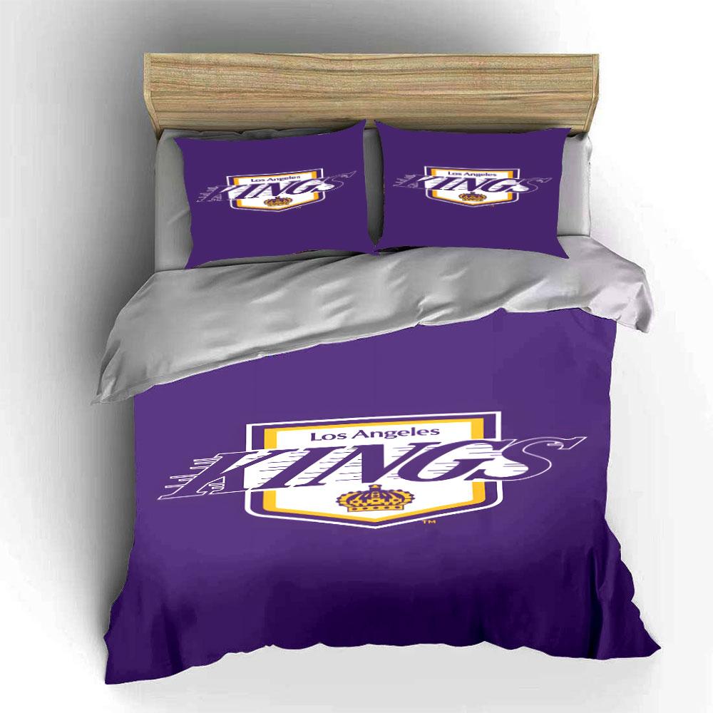 "Los Angeles Kings Purple Design" Print Bedding Set Duvet Cover Pillowcases (1* Duvet Cover 2* Pillowcases Do Not Include Comforter)