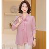 Mom Knitted Bottoming Shirt In Spring and Autumn, Spring Coat Fashion Fake Two-piece Fashion 50-year-old Middle-aged and Elderly Women's Dress.