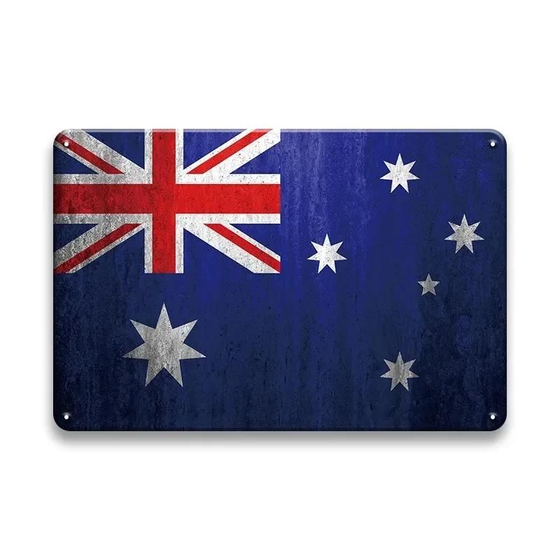 Rustic Antique International Countries Flag Metal Sign Retro Wall Art For Bar Garage Pub Man Cave Indoor Wall Decoration