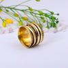 Gold Brass Spinner Ring, Wide Adjustable Meditation Ring, Handmade Boho Fidget Ring, Unisex Statement Jewelry Gift