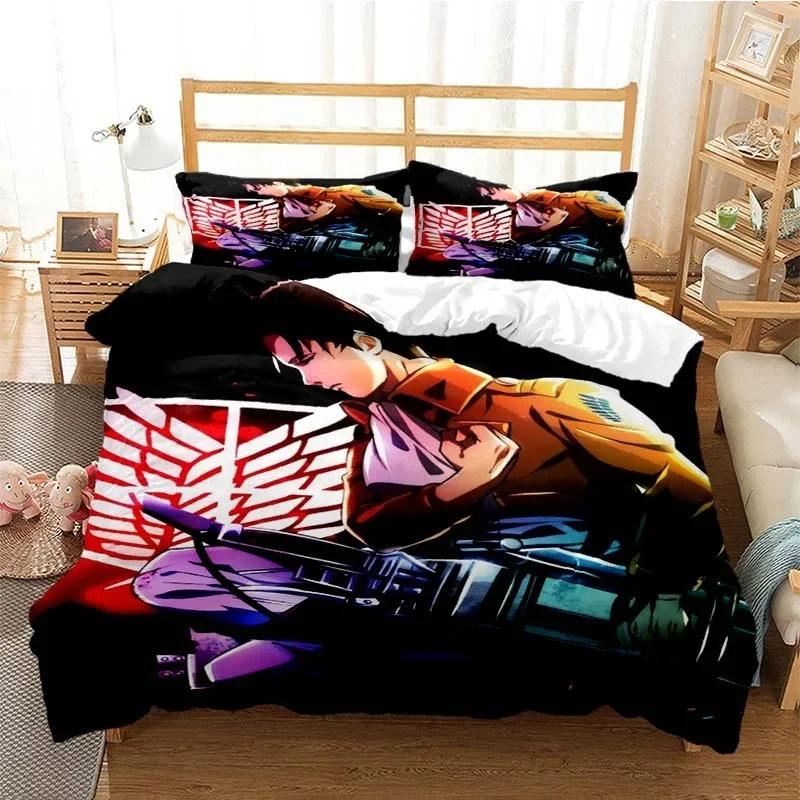 3D Printed Attack On Titan AOT Bedding Set Anime Eren Yeager Duvet Cover Double Twin Full Queen King Adult Kids Bedclothes Quilt