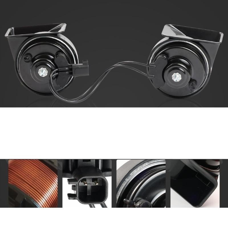 2PCS Direct Replacement Heavy Duty Auto Horns Single Plug Connection Easy Install Enhancing Sound Output  For Vehicle