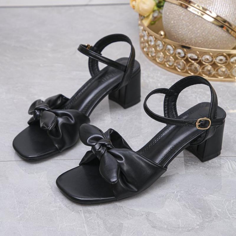 Fashion Buckle Strap 2025 Sandals Comfort Shoes for Women Square Toe Block Heels Large Size Suit Female  New Fashion