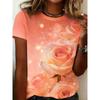 Damen Sommer Blumenprint Groß Locker Lässig T-Shirt Modisch Bequem Weich Atmungsaktiv Minimalistisch Täglich Kurzärmliges T-Shirt