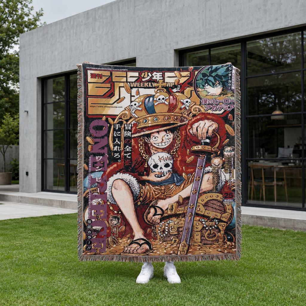 Custom Size Anime Woven Blanket Soft Home Cover Blanket for Couch Bed and Chair