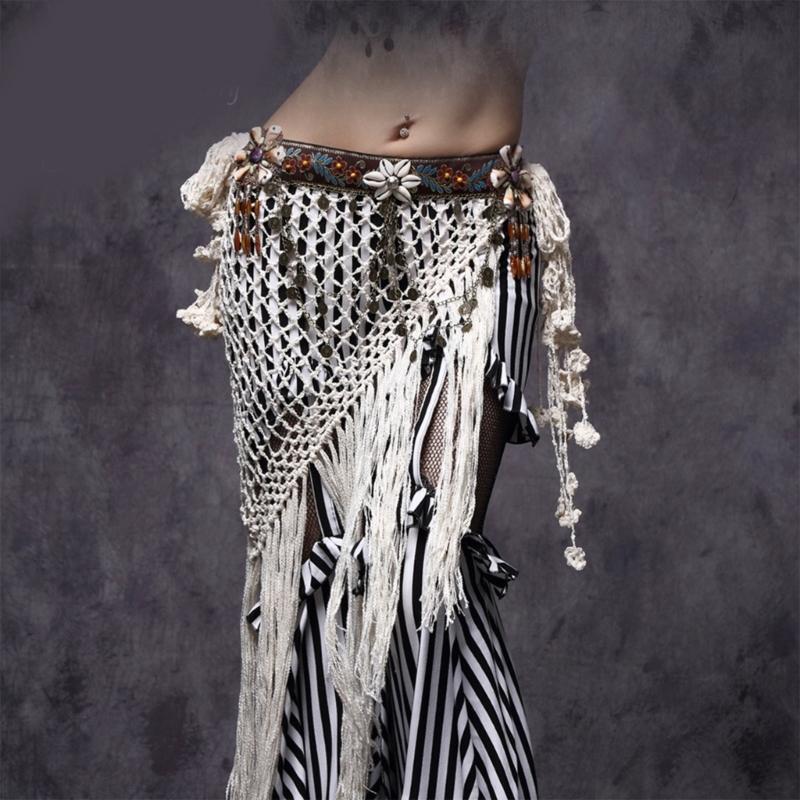 Women Belly Dance Hip Scarf Tribal Belly Dancing Skirt Fringe Belly Dance Hip Scarf Long Tassels Dance Hip Scarf Skirt