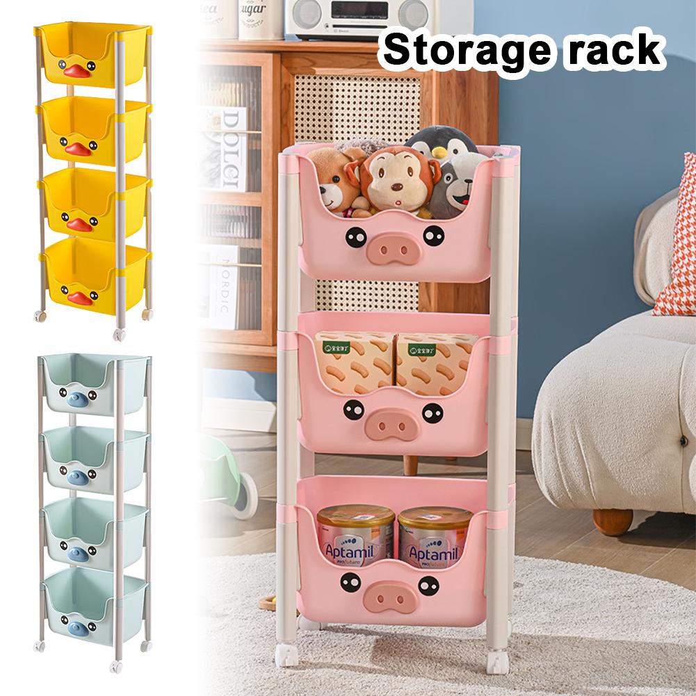 

Маленькая тележка для хранения вещей, стеллаж для хранения детских игрушек, домашняя полка для закусок, стеллаж для иллюстрированных книг, передвижная многоуровневая организующая стойка Pink 3 layers