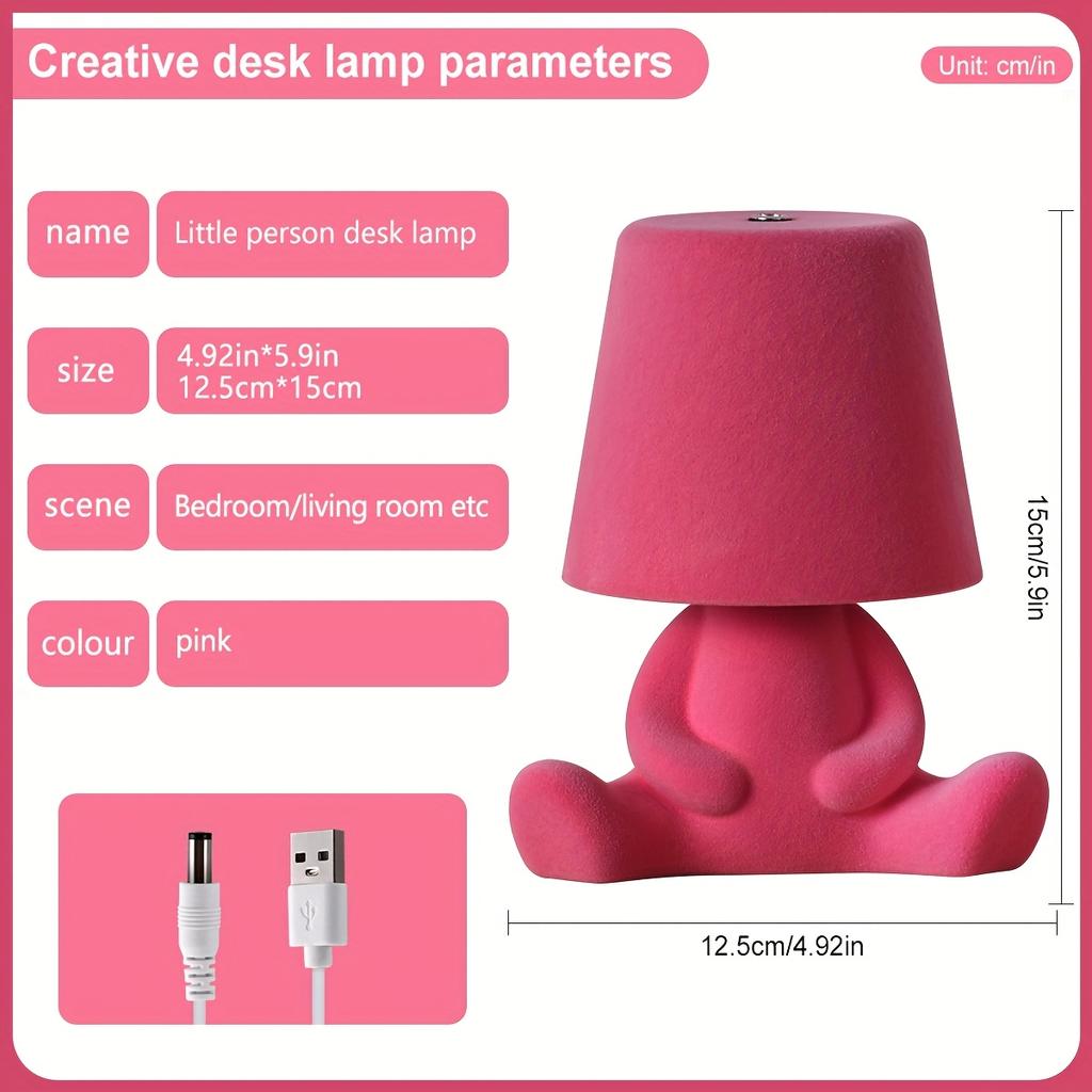 Cute Cartoon Plush Doll Desk Lamp Adjustable 3Color Touch Switch,Portable Rechargeable 1200mAh Battery,Adorable Animal Design for Bedroom Living Room