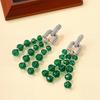 Green Crystal Beaded Tassel Earrings: Retro European and American Style Sparkling Silver Needle with Diamond Accents