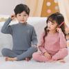 Barns Dubbelsidigt Plysch Termiskt Pyjamas Set - Höst Randig Överdel & Underdel för Pojkar och Flickor