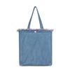 [DENIM MUSEUM] Medium Blue Toned Shoulder Tote Bag with Red Fringe Design  Original Niche Designer, Lightweight Foldable Canvas-like Design, Large