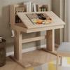 Children's Table, Height-Adjustable Solid Wood Children's Desk, Foldable Tabletop 0 Degrees-43 Degrees, Storage, Safety Certified