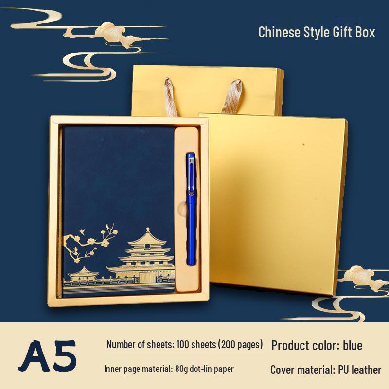 Custom Guochao A5 Chinese Style Business Notebook Gift Set with Logo Printing Capability