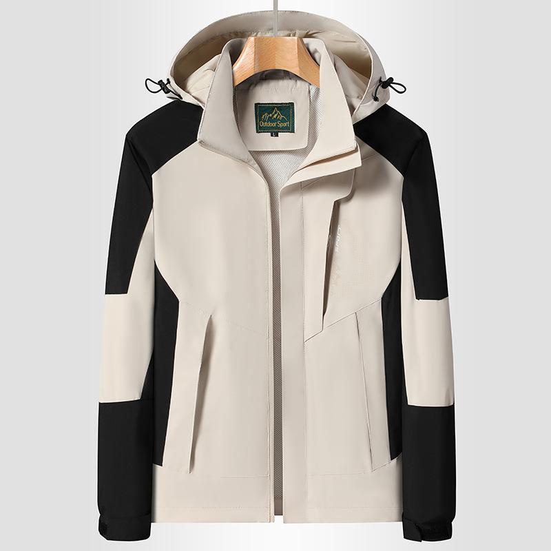 Giacca da Trekking Impermeabile Uomo Abbigliamento Outdoor Antivento Camping Traspirante con Cappuccio Alpinismo Sport Cappotti