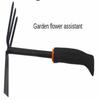 Thicken Serviceable Dual Use Small Hoe for Gardening Tool with Three Tooth Harrow Head, Iron Head Dual Purpose Hoe