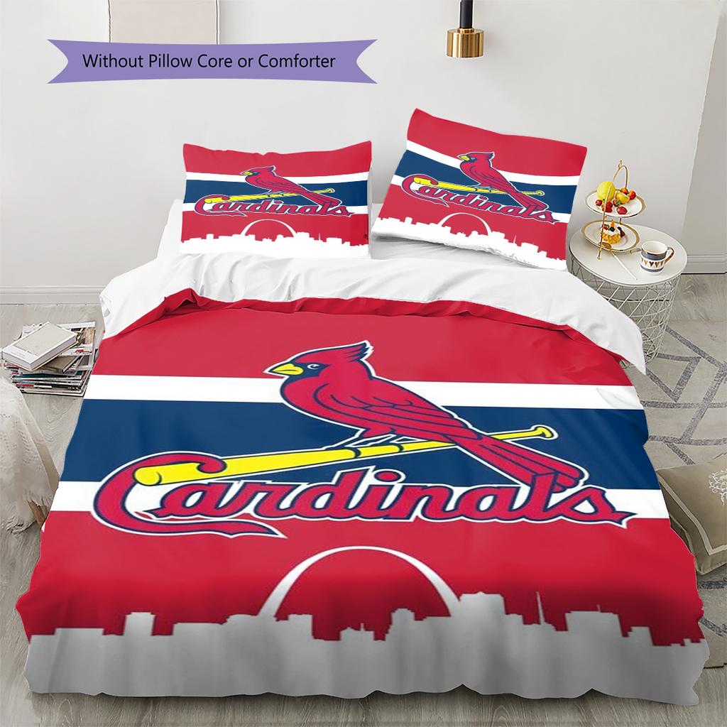 St. Louis Cardinals Logo Pattern Bedding Set Quilt Cover Pillowcase Home Decor Gift (1 * duvet cover + 2 * pillowcase, without core)