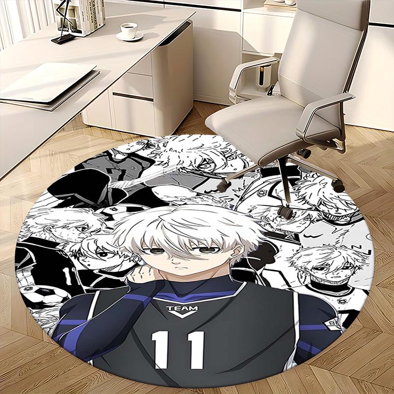 1pc Anime Design Round Carpet for Office Chair Mat, Non-Slip Rug Suitable for Home Decor, Living Room