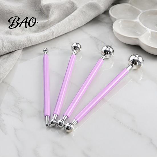 Fondant Decorating Tools 4Pcs Polymer Clay Shaping Tool Set, Sculpting Stick with Stainless Steel Ball, 4 Size DIY Pottery Modeling