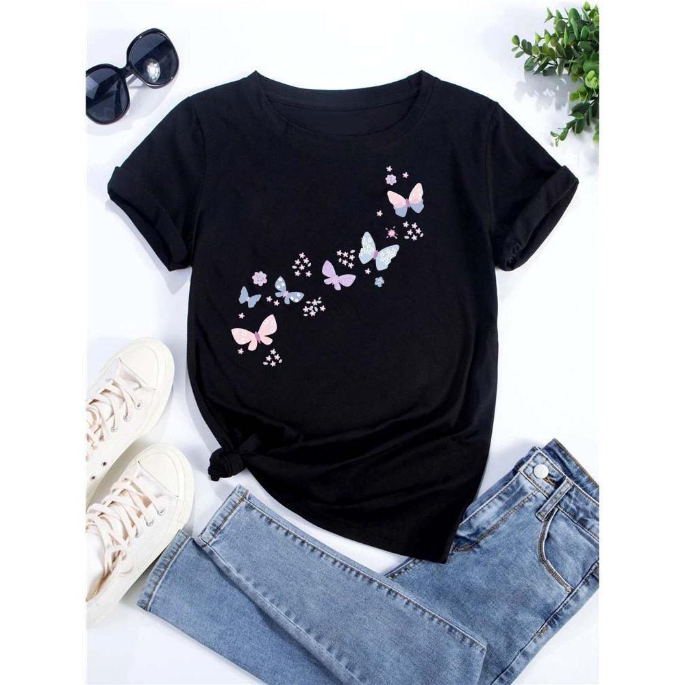 Dandelion graphic printing T-shirt women's summer short-sleeved round neck casual fashion streetwear top