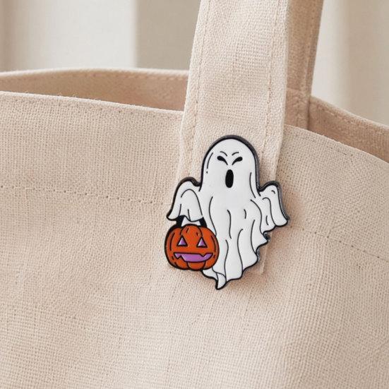 Halloween Cartoon Ghost Brooch, Spooky Pumpkin Tombstone Lapel Pin, Clothes Backpack Bag Decoration Accessories, Holiday Party Gift