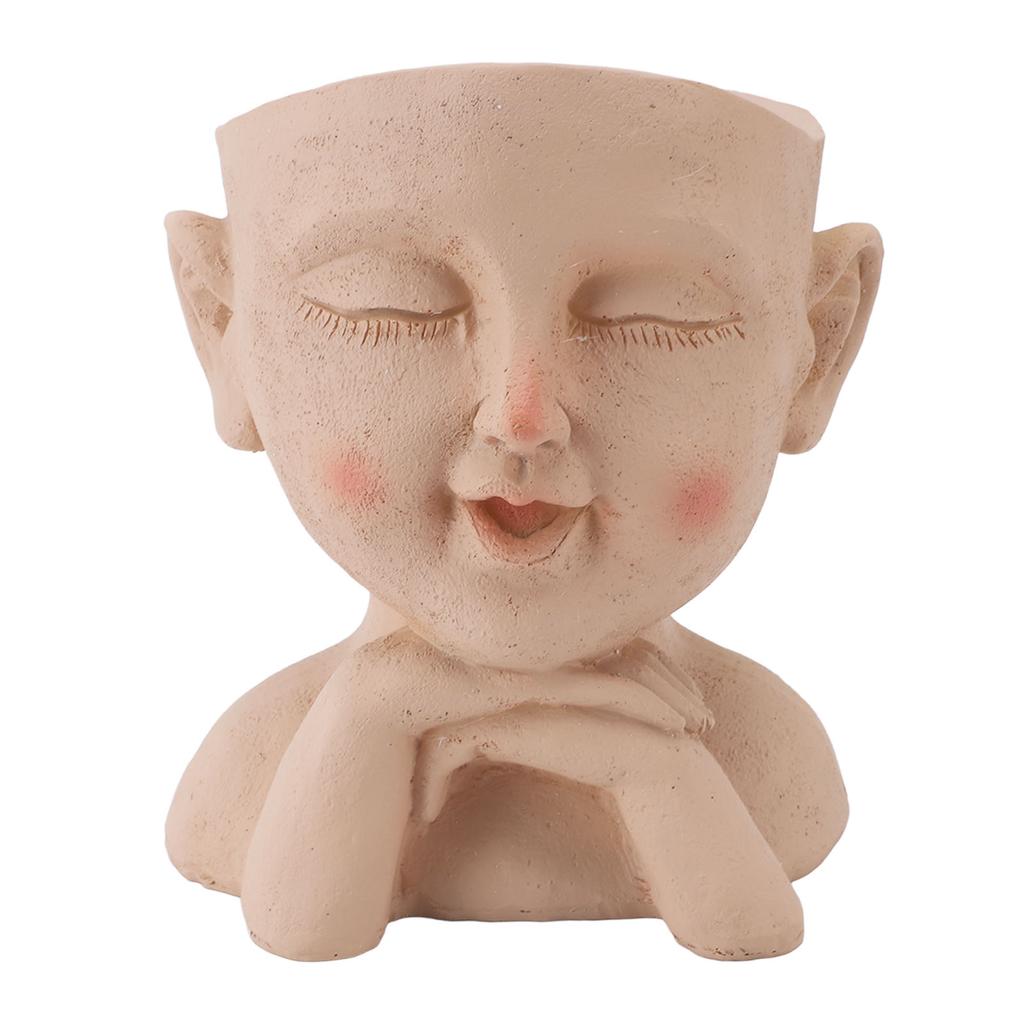 Men Face Flower Pot Hand Painting Resin Men Head Flowerpot Decorative Funny Succulent Flowerpot with Drain Hole for