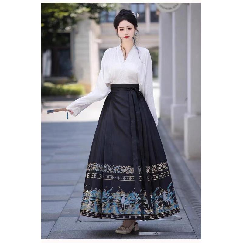 Chinese Ming Dynasty Style Hanfu Daily horse-face  Skirt Hanfu Suit