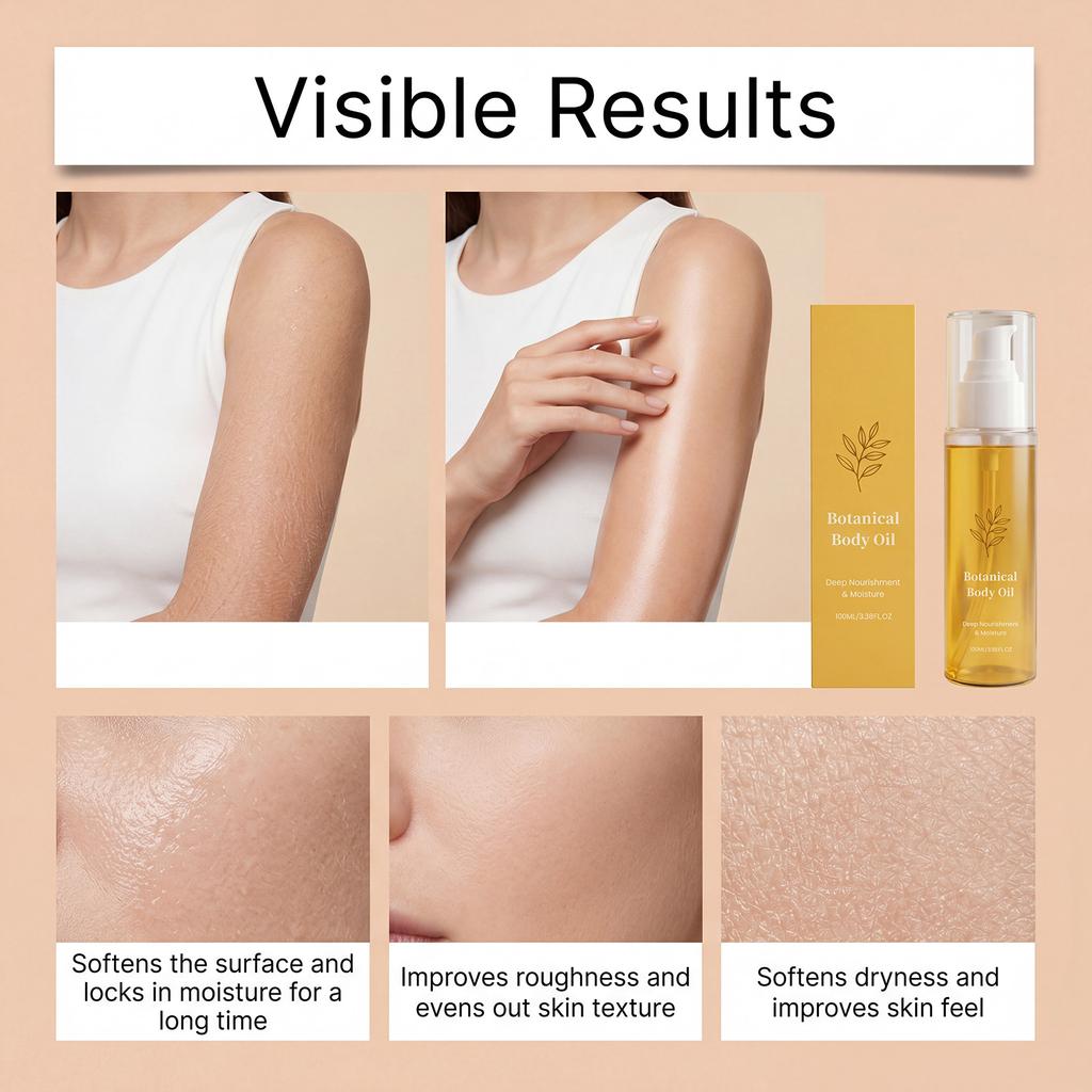 Organic Botanical Body Oil Smoother Skin Deep Hydrating Skin Barrier Improve Seasonal Skin Dryness Fast-Absorb Body Massage Oil