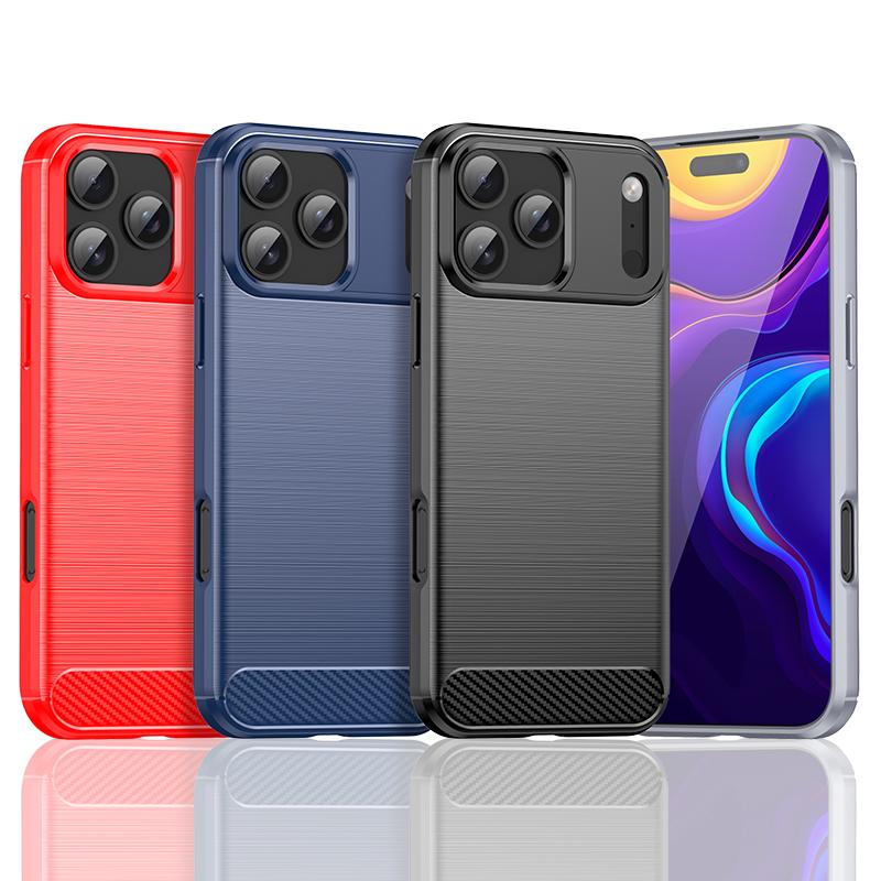 For Cover iPhone 17 Pro Max Case iPhone 17 Air Anti-knock Soft Silicone Carbon Fiber Phone Back Case For iPhone 17 Pro Max Case