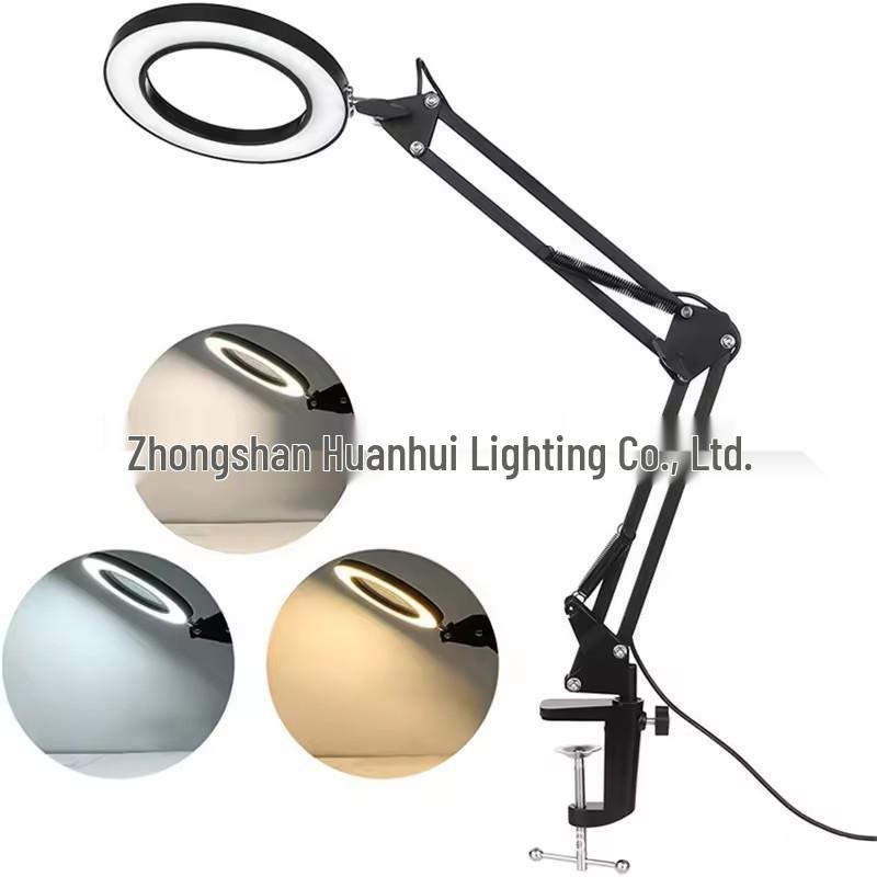 Foldable LED Magnifying Desk Lamp for Eye Protection, Reading, Nail Art, Tattoo, and Repair Work