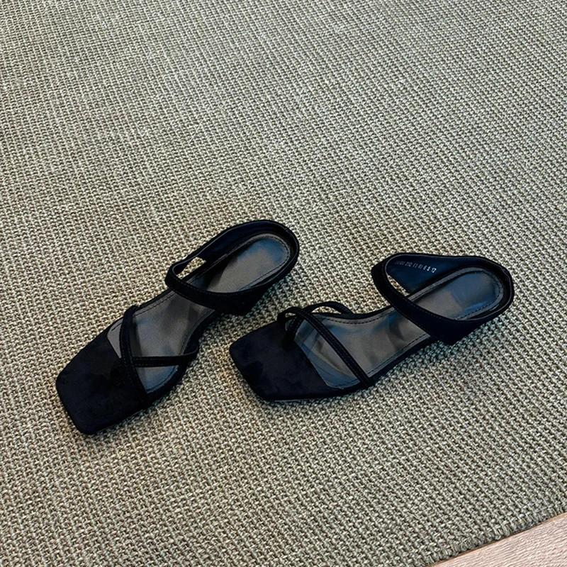 Fashion Fashion Clip Toe Narrow Band Woman Slippers Fashion Low Heel Slides Ladies Concise Dress Summer Shoes