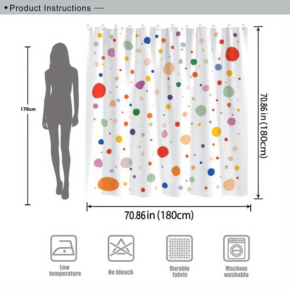 Colorful Shapes Curtain - Modern Design, Vibrant Colors, Polyester, 70In, Machine Washable, 12 Hooks