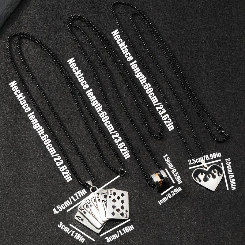 Stainless Steel Necklace Roman Numerals Small Waist Pendant Personality Hip-Hop Playing Cards Titanium Steel Jewelry