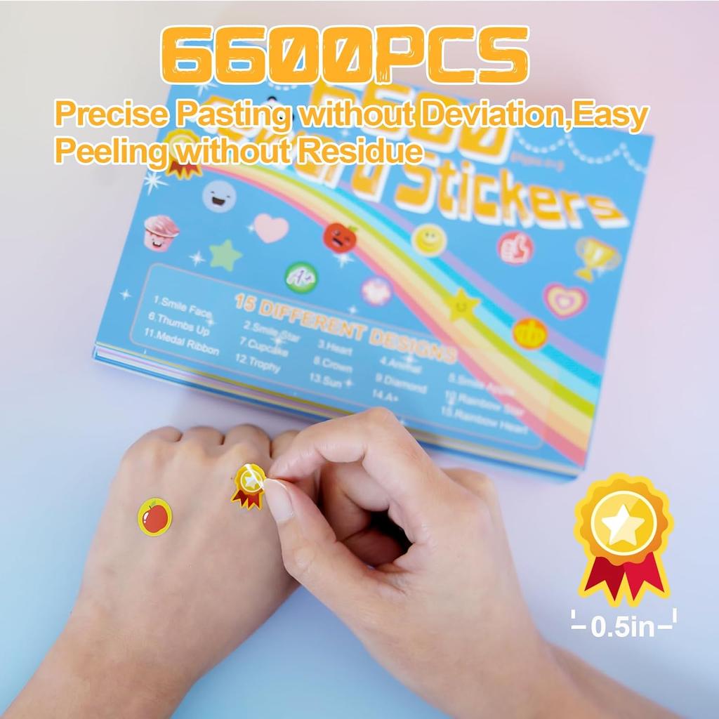 6600PCS Reward Stickers for Kids, Incentive Mini Stickers for Teachers Classroom, Premium Variety Pack for Kids Homework Reward