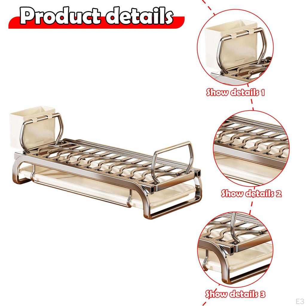 Bowl Rack Drainer with Cutlery Holder Dish Storage for Kitchen Organization