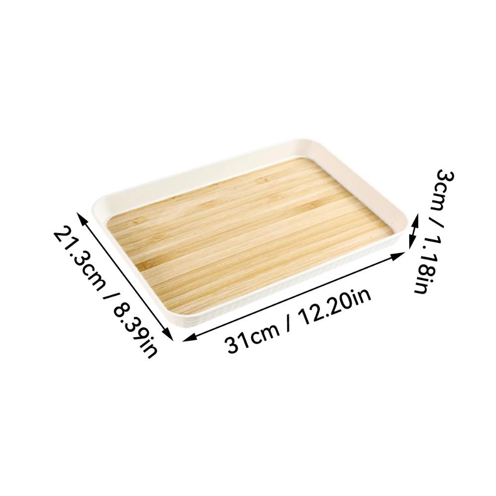 Wood Grain Storage Tray Multi-functional Rectangular Plastic Food Serving Tray Snack Dessert Tray Kitchen Living Room Tea Tray