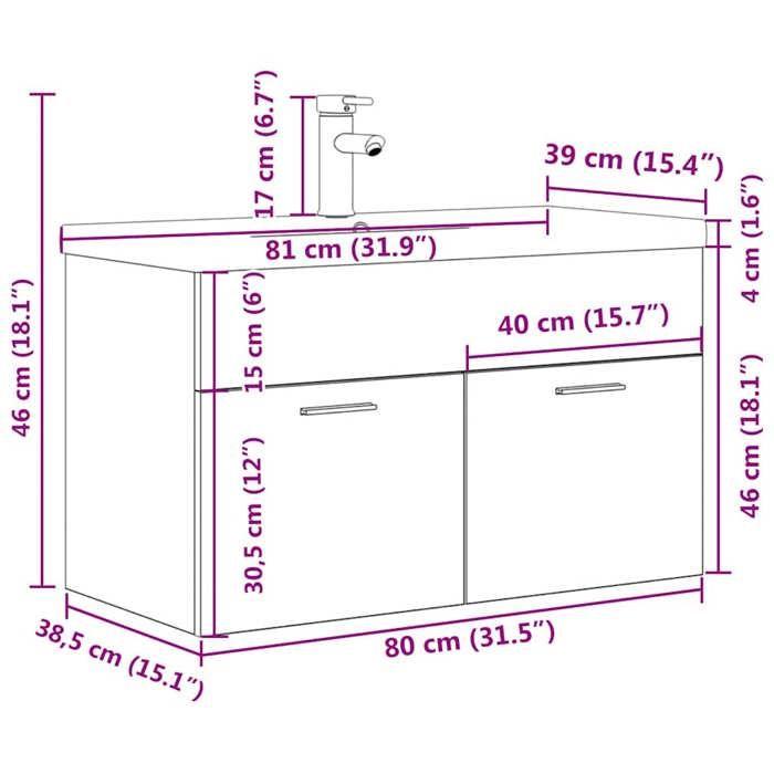VidaXL Bathroom Vanity Unit with Integrated Basin and Tap, Bathroom Vanity Cabinet, Bathroom Furniture 3324890
