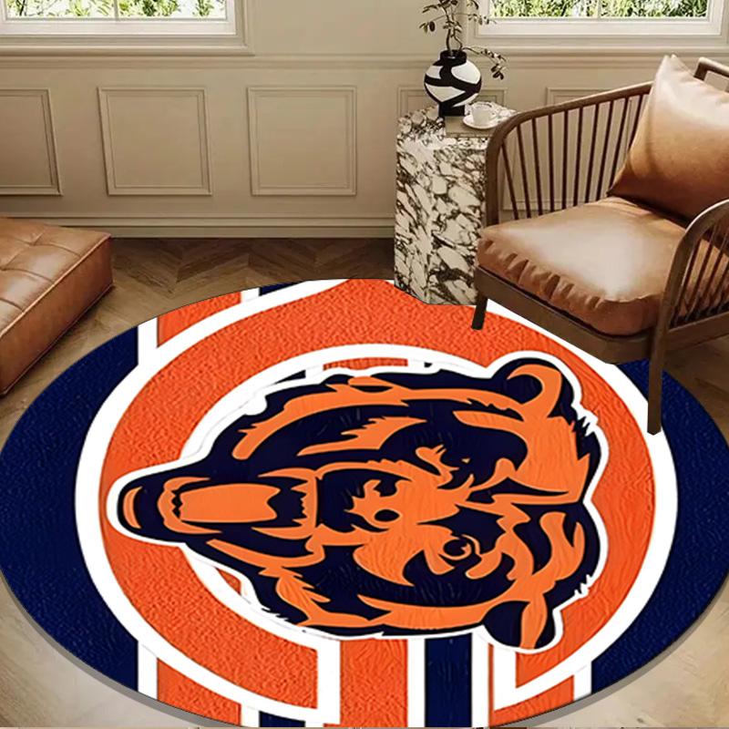 Chicago Bears Logo Round Mat, Anti-slip Circle Carpet Chair Rug For livingroom,Bedroom, Doormat Home Decor Gift Christmas Gifts