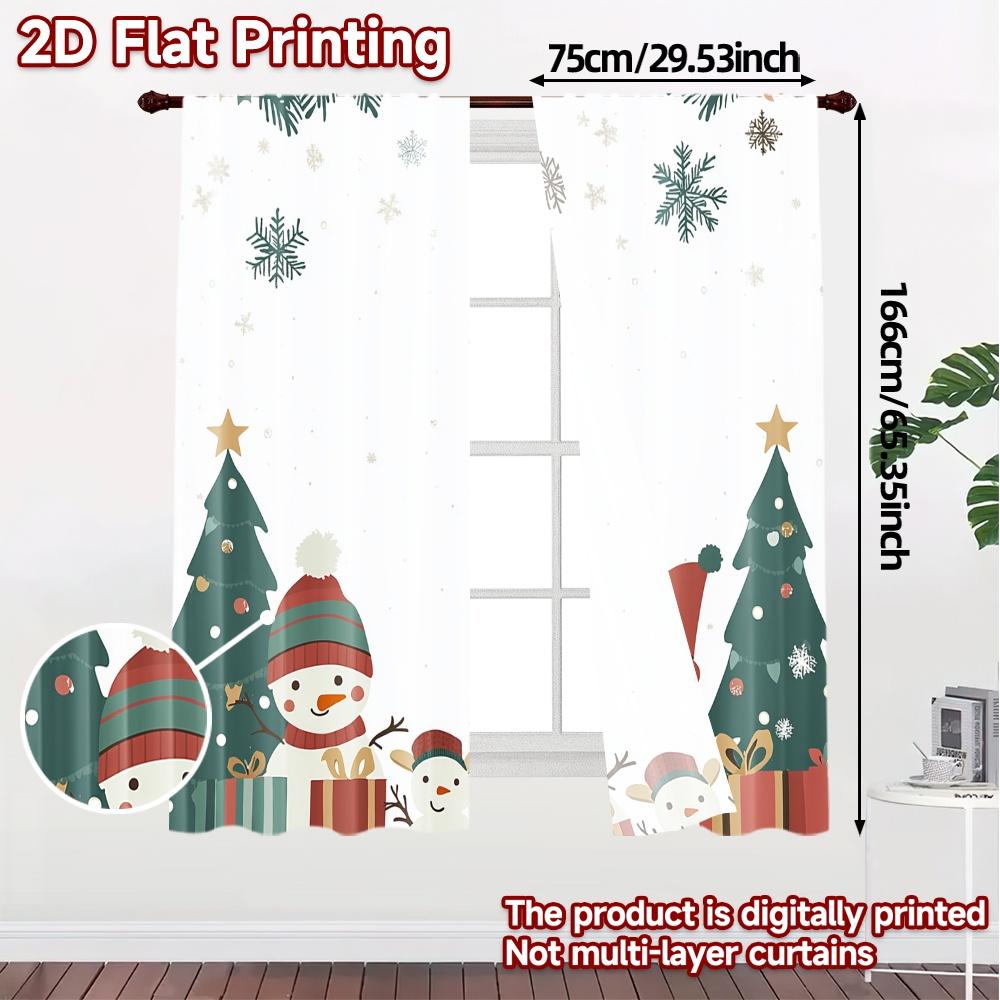 2 Stück, Vorhänge Weihnachtsbäume Schneemänner Rentiere Geschenke Moderne Vorhänge Vielseitige Polyestervorhänge Wärmeisolierung und Raum