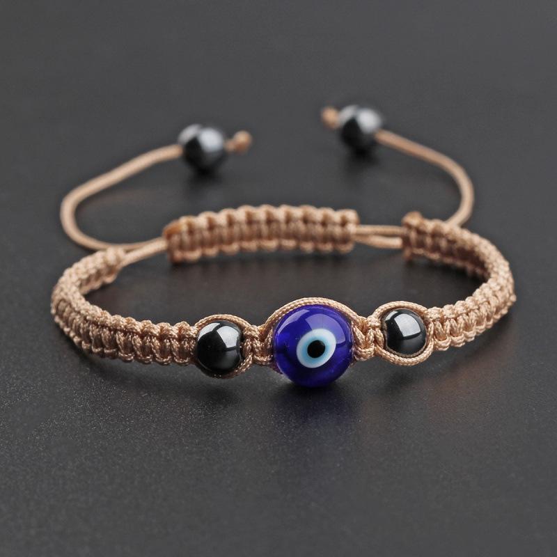Devil's Eye Adjustable Woven Blue Bracelet with Glass Bead