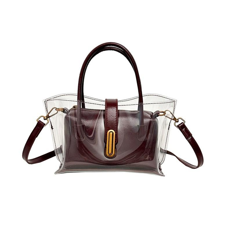 Bag Women's 2025 New Summer Fashion Portable Shoulder Bag Tote Bag Personalized Transparent Jelly Crossbody Mother and Child Bag